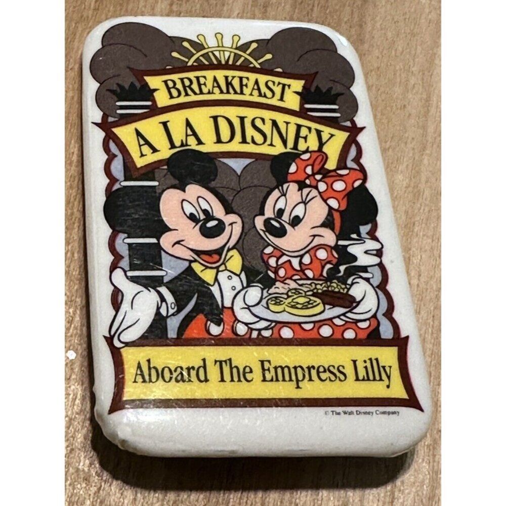 Vtg 90s Walt Disney Co Breakfast Ala Disney Aboard the Empress Lilly Pin Button